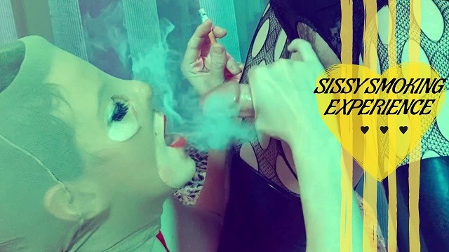SMOKING DEEPTHROAT lesson for SISSY latex slave