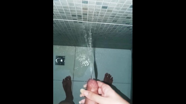 Cumming and pissing on a wall