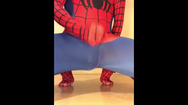 WANKING in my New SPIDER-MAN Outfit ** Rock HARD COCK & Super HORNY **