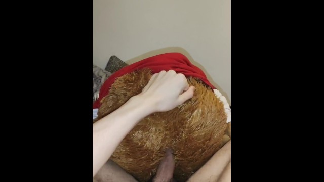 Very horny boy fucks his teddy bear up his furry ass while moaning