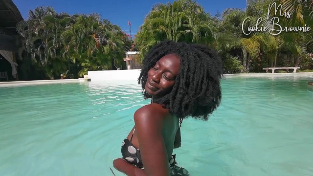 Black Model, chilling at the poolside before photoshoot (Hot Chocolate Pussy)