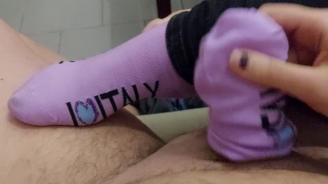 Socksjob with purple I Love Italy socks Onlyfans Mistress Darkshine