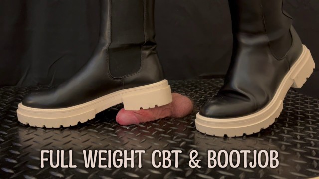 Fullweight Cock Trample & Bootjob in Leather Boots with TamyStarly - Ballbusting CBT