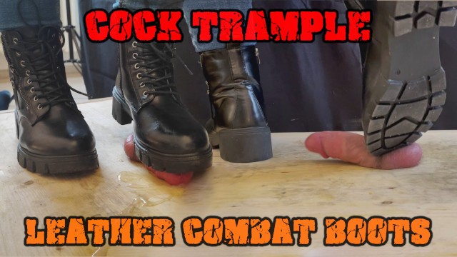 Crushing his Cock in Combat Boots Black Leather - CBT Bootjob with TamyStarly - Ballbusting, Femdom