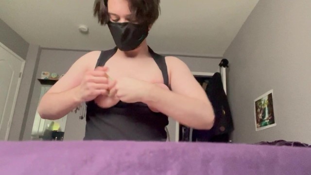 Ftm playing with my tits