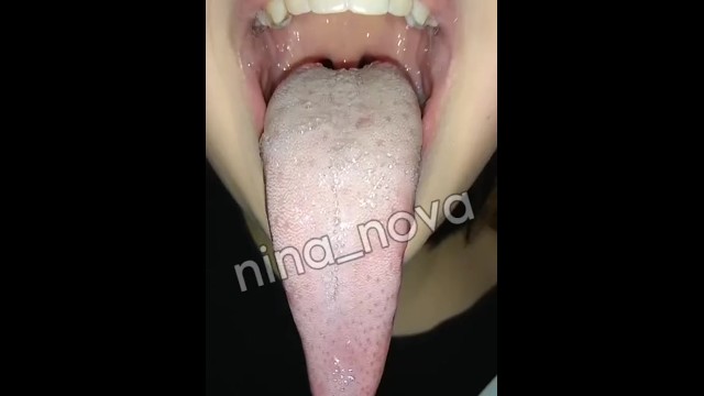 Long tongue drool saliva spit
